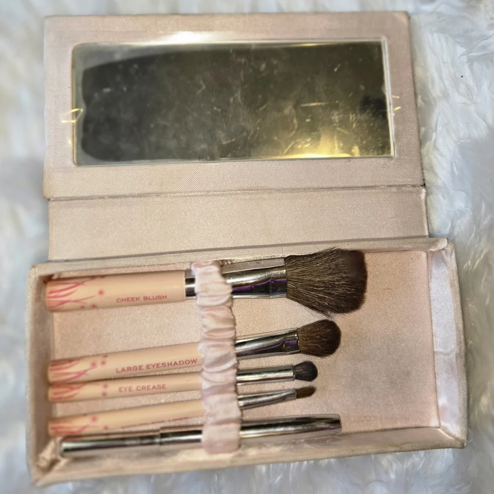 Victoria's Secret Shimmering Goldie Makeup Brush Case Crackled Silver